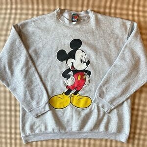 Vintage Disney Mickey Mouse pullover crew neck sweatshirt gray. Made in USA. XL